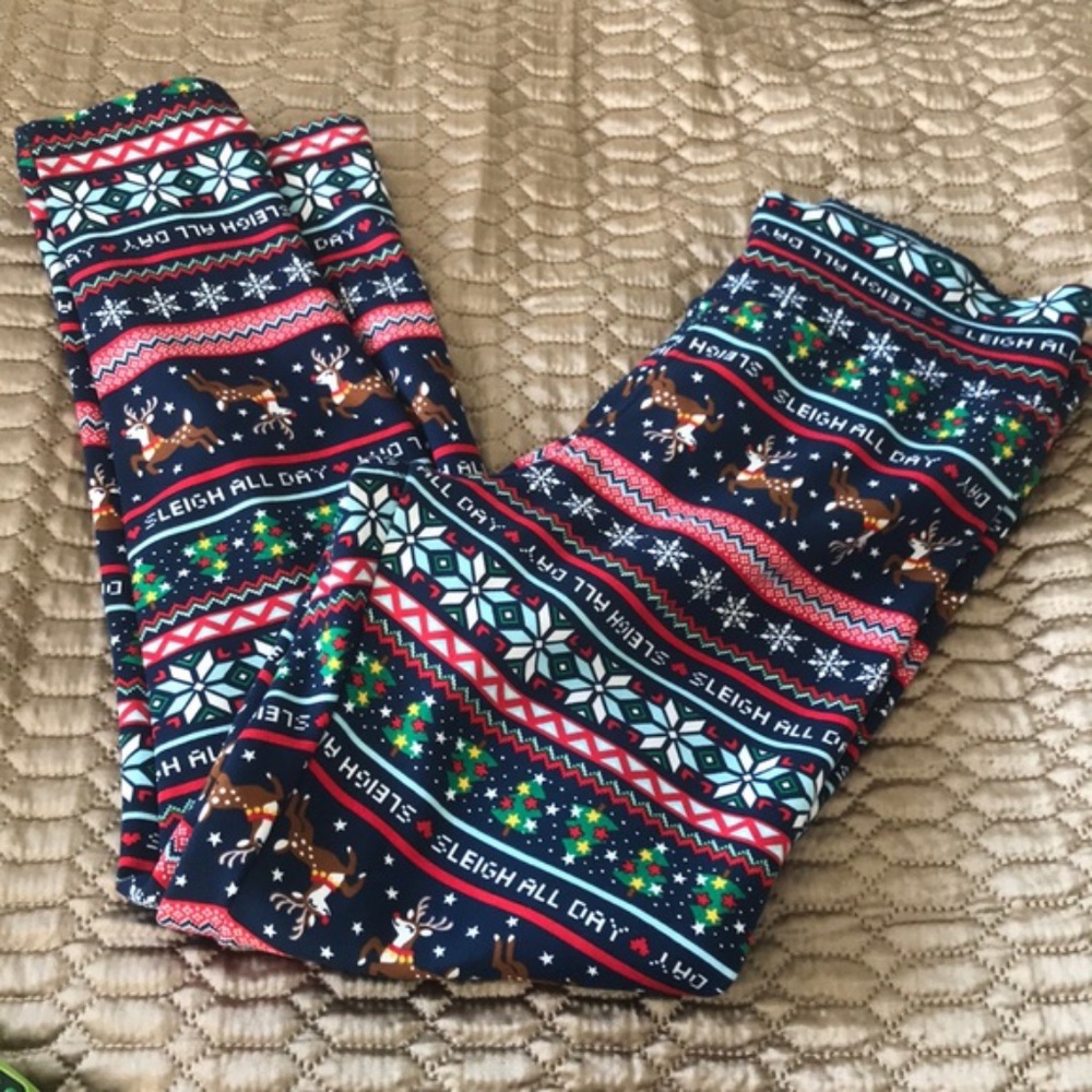 NO BOUNDARIES holidays christmas print junior's soft fleece leggings XL(15-17)